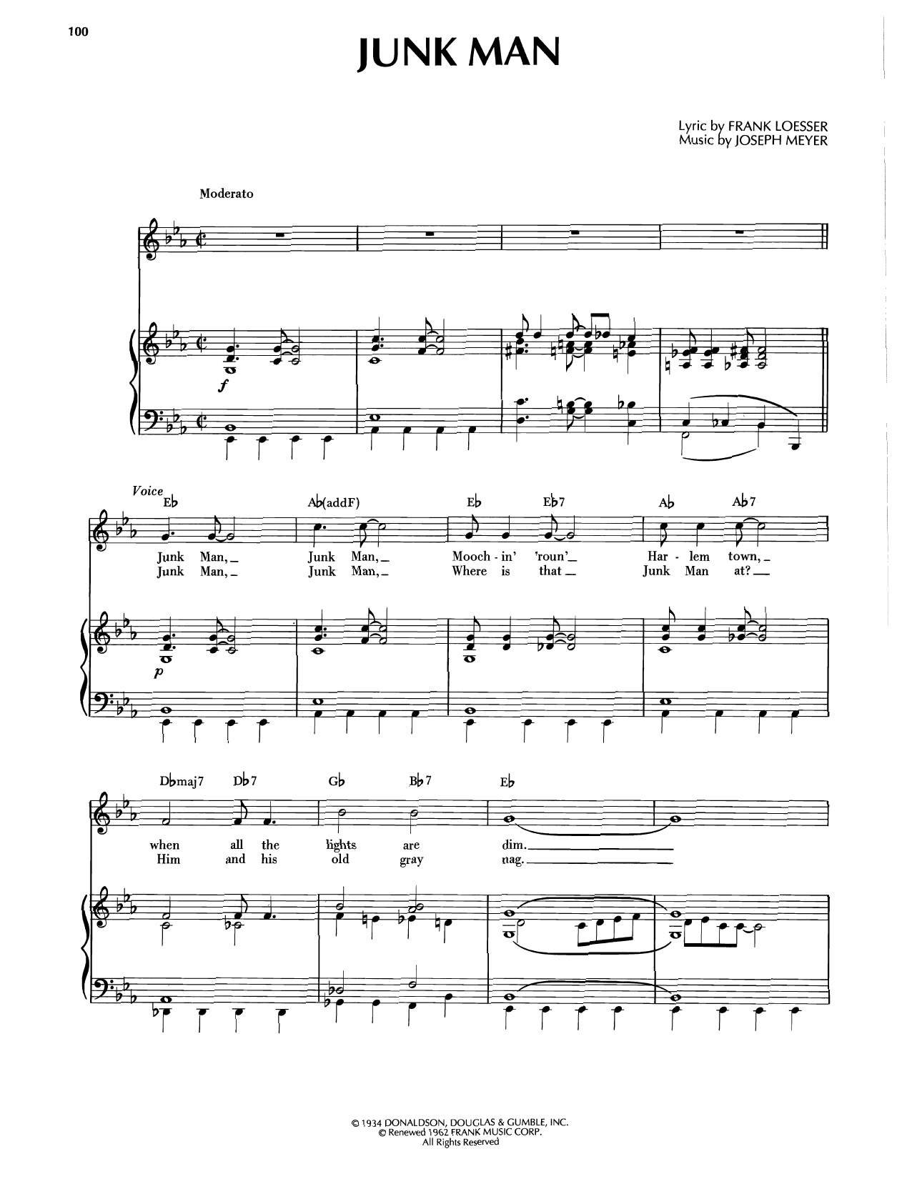 Frank Loesser Junk Man Sheet Music