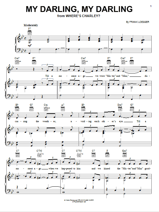 Frank Loesser My Darling, My Darling Sheet Music