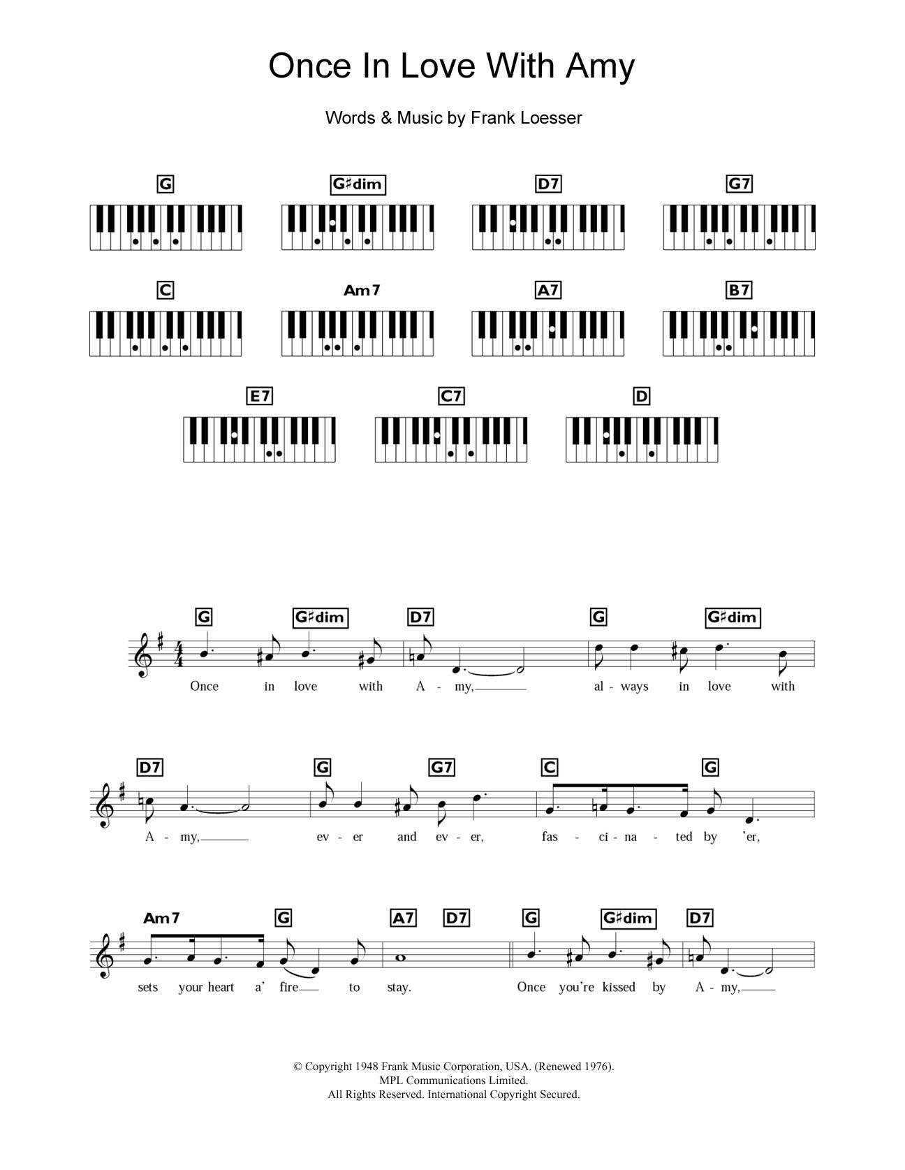 Frank Loesser Once In Love With Amy (from Where's Charley?) Sheet Music