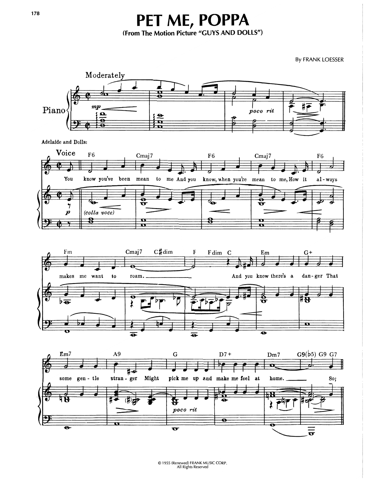 Frank Loesser Pet Me, Poppa (from Guys And Dolls) Sheet Music