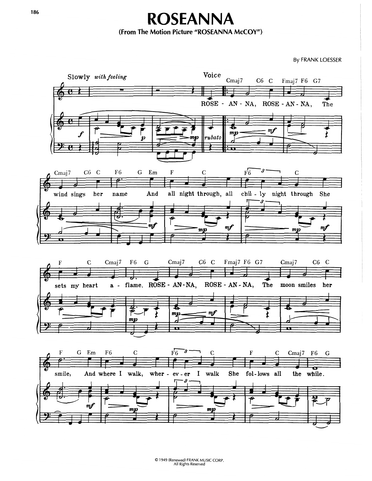 Frank Loesser Roseanna (from Roseanna McCoy) Sheet Music
