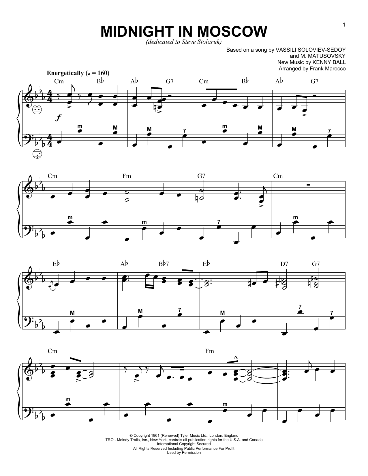 Frank Marocco Midnight In Moscow Sheet Music