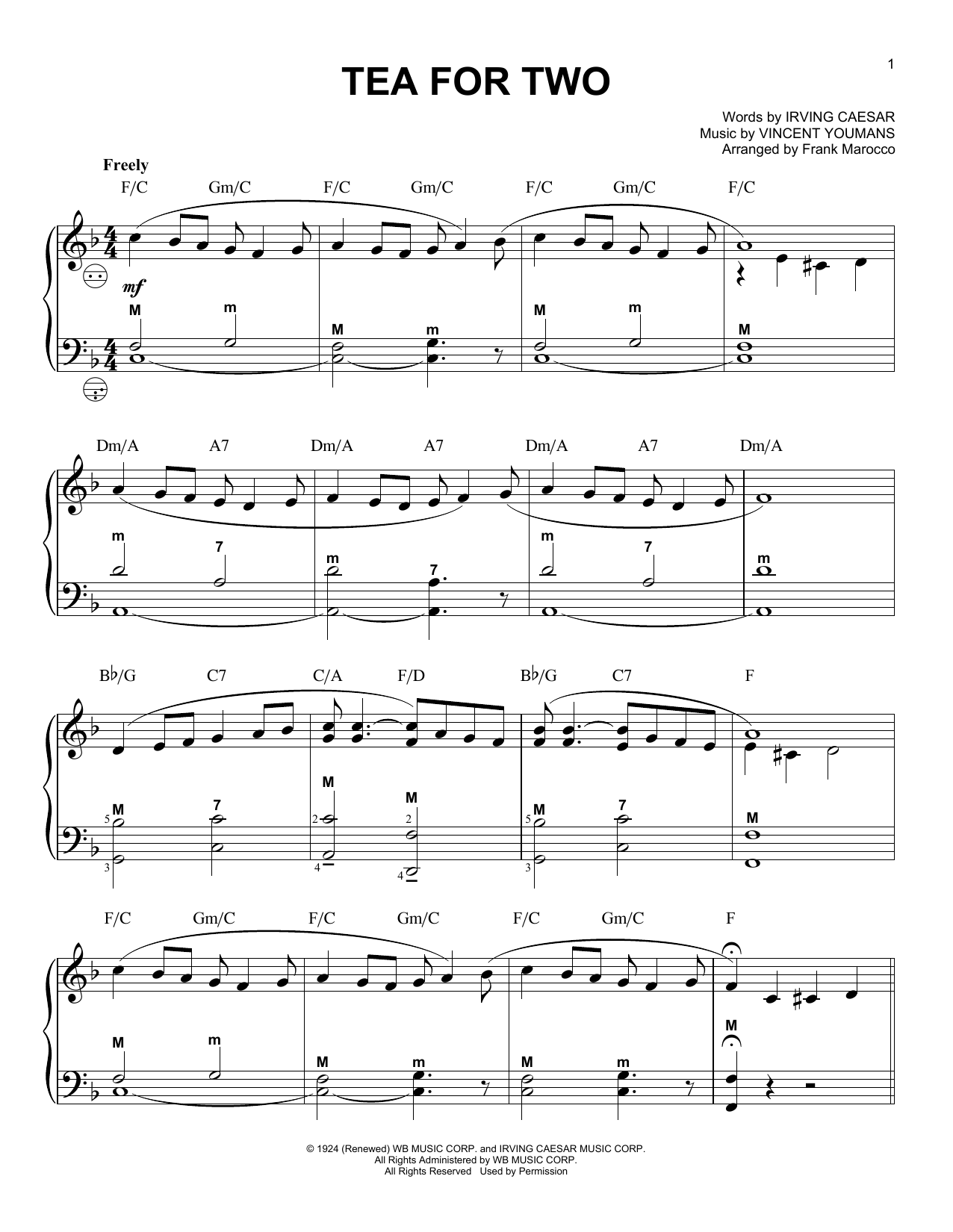 Frank Marocco Tea For Two (from No, No, Nanette) Sheet Music