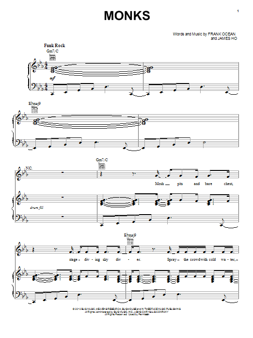 Frank Ocean Monks Sheet Music