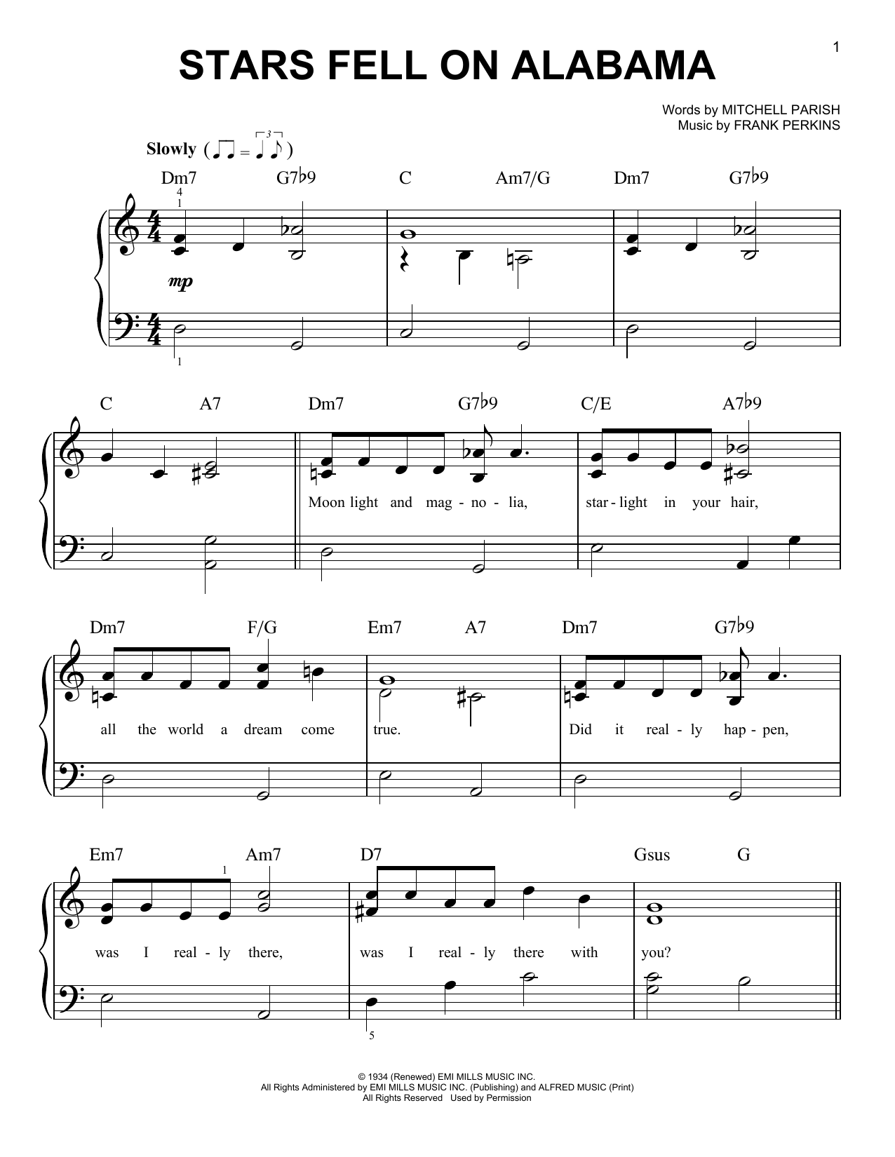 Frank Perkins Stars Fell On Alabama Sheet Music