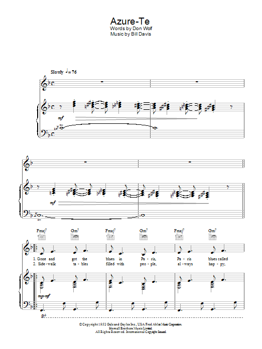 Frank Sinatra Azure-Te Sheet Music