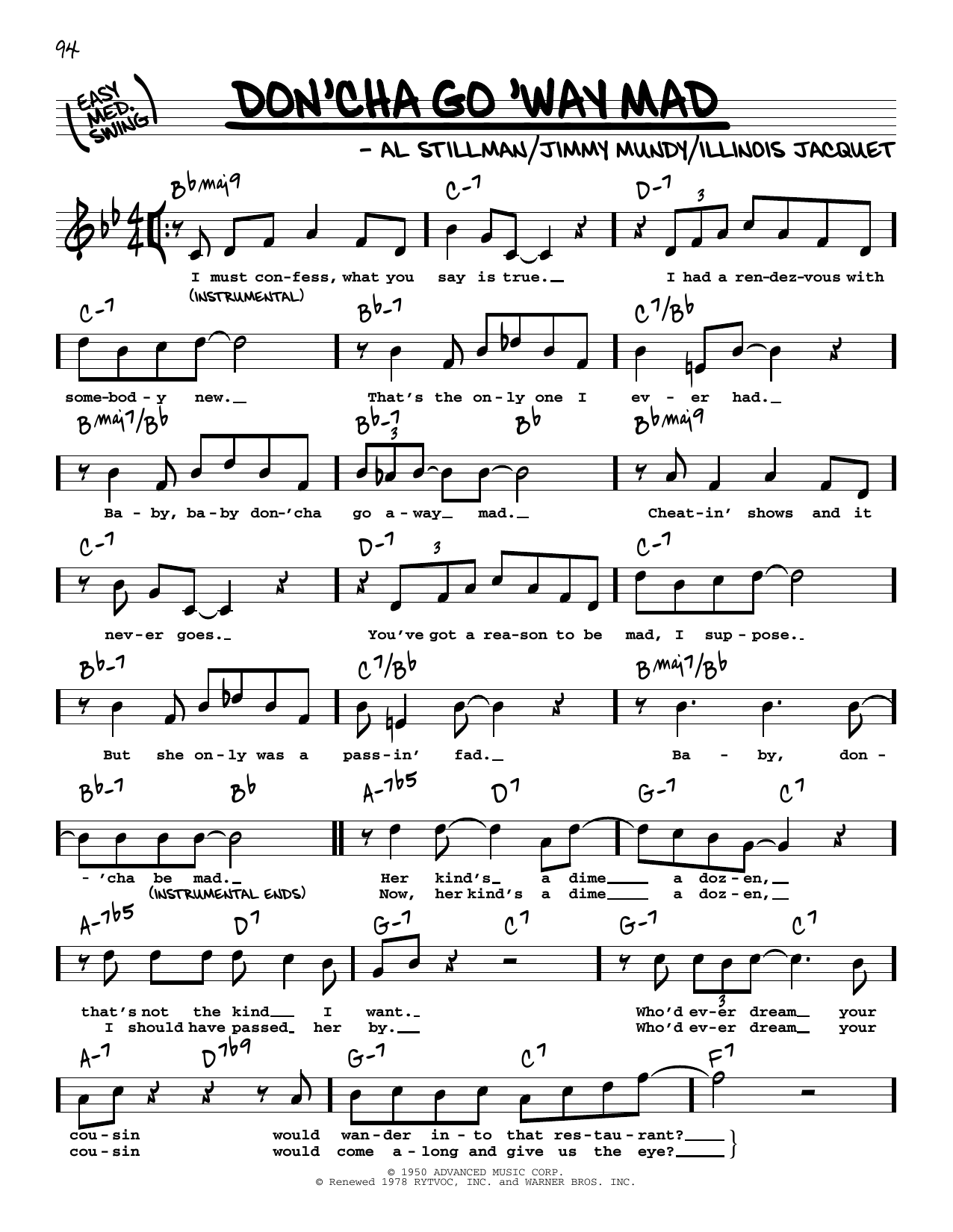 Frank Sinatra Don'cha Go 'Way Mad (High Voice) Sheet Music