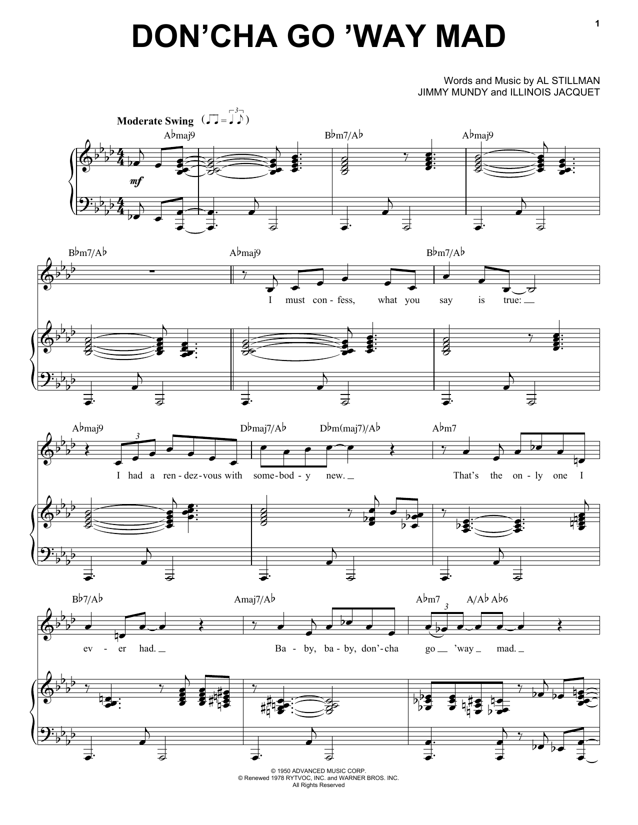 Frank Sinatra Don'cha Go 'Way Mad Sheet Music