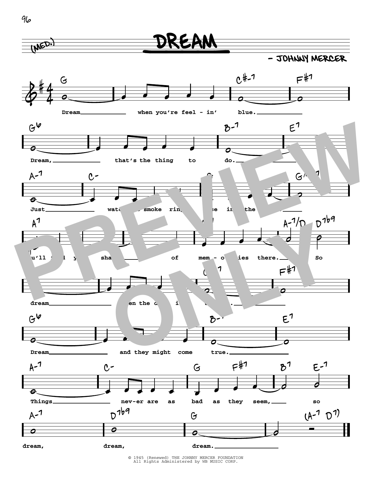 Frank Sinatra Dream (Low Voice) Sheet Music