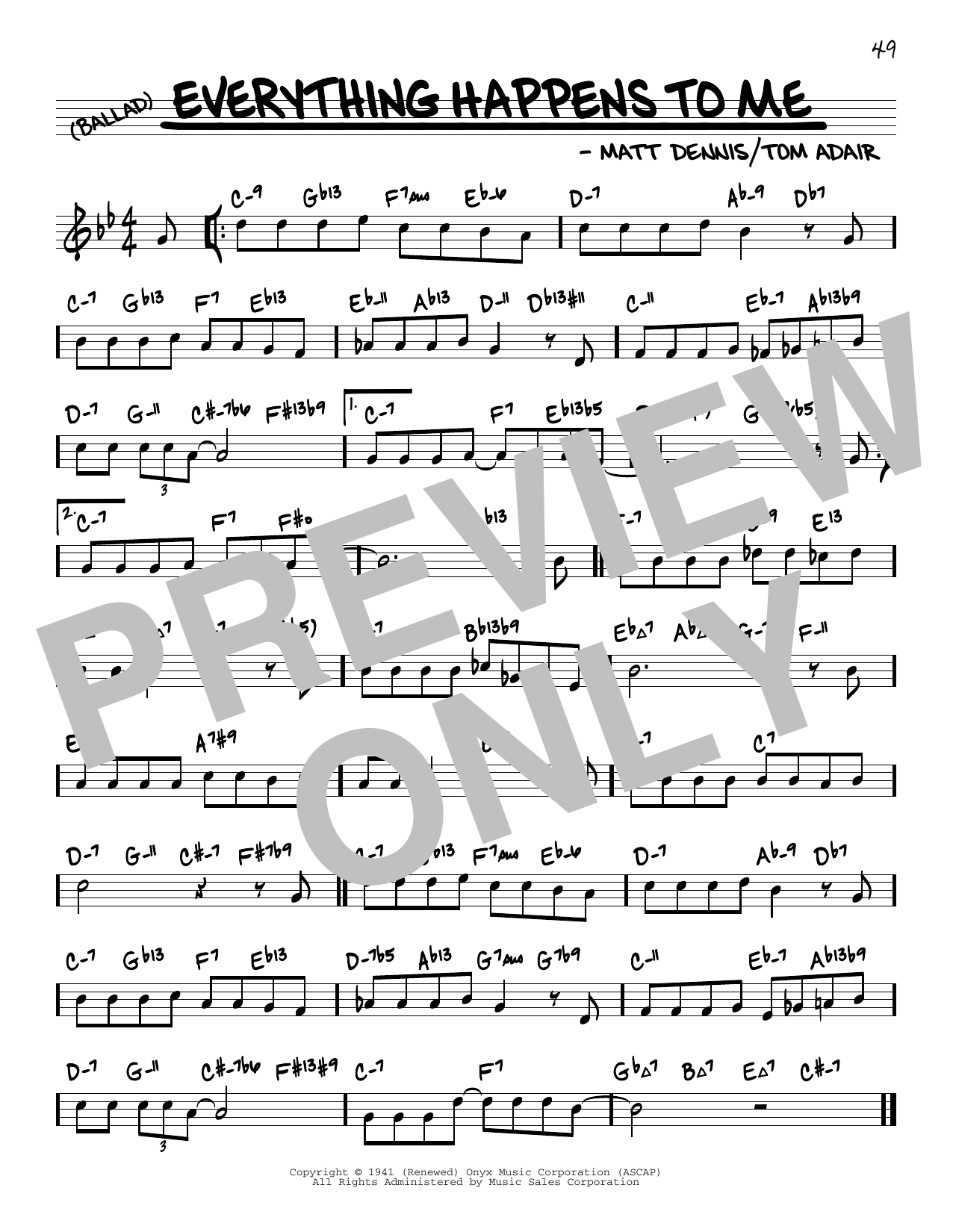 Frank Sinatra Everything Happens To Me (arr. David Hazeltine) Sheet Music