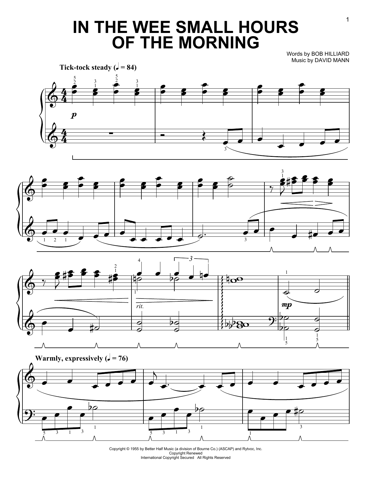 Frank Sinatra In The Wee Small Hours Of The Morning (arr. Phillip Keveren) Sheet Music