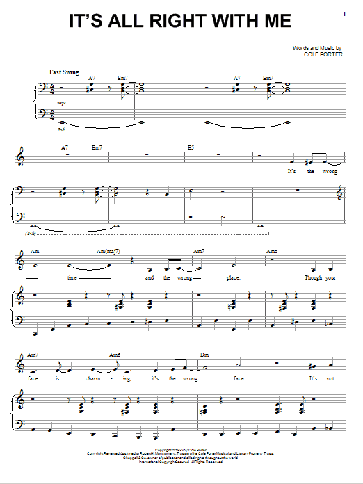 Frank Sinatra It's All Right With Me Sheet Music