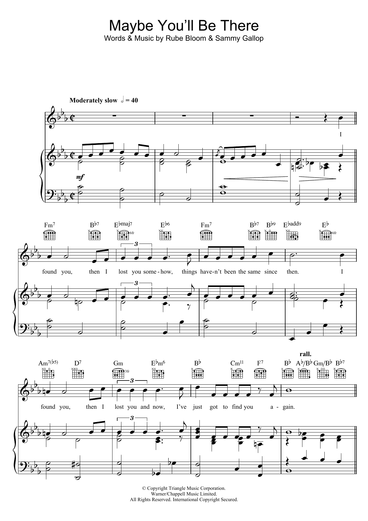 Frank Sinatra Maybe You'll Be There Sheet Music