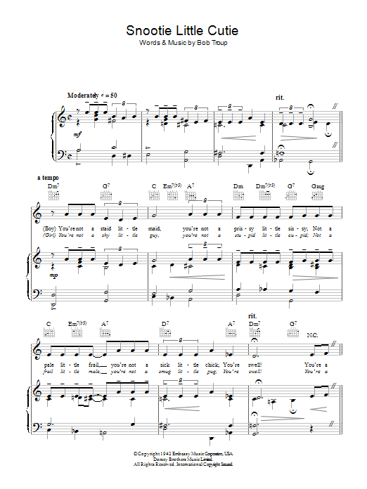 Frank Sinatra Snootie Little Cutie Sheet Music
