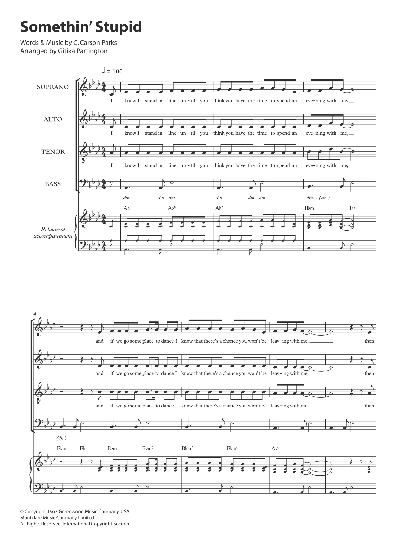 Frank Sinatra Somethin' Stupid (arr. Gitika Partington) Sheet Music
