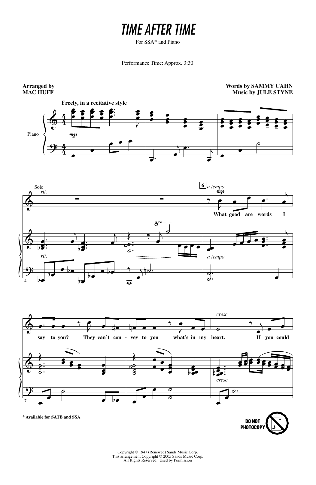 Frank Sinatra Time After Time (arr. Mac Huff) Sheet Music