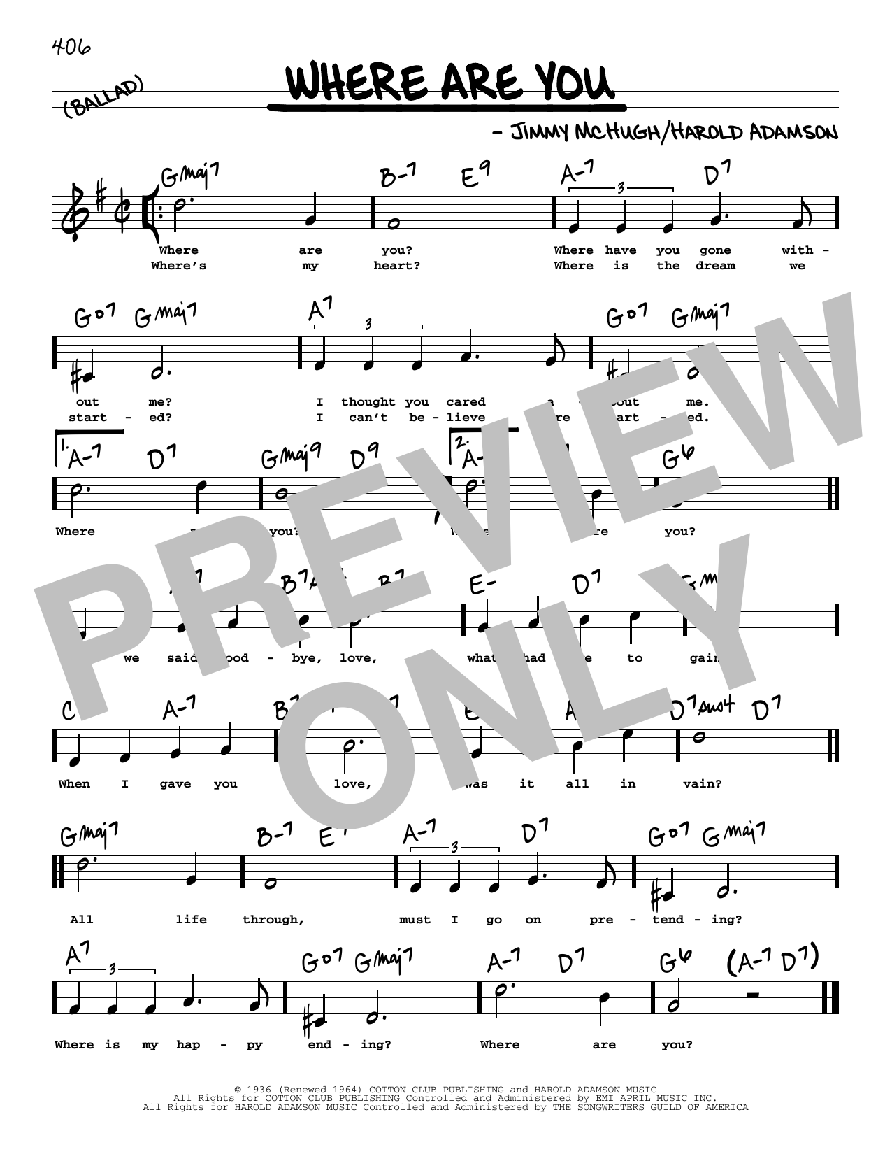Frank Sinatra Where Are You (High Voice) Sheet Music