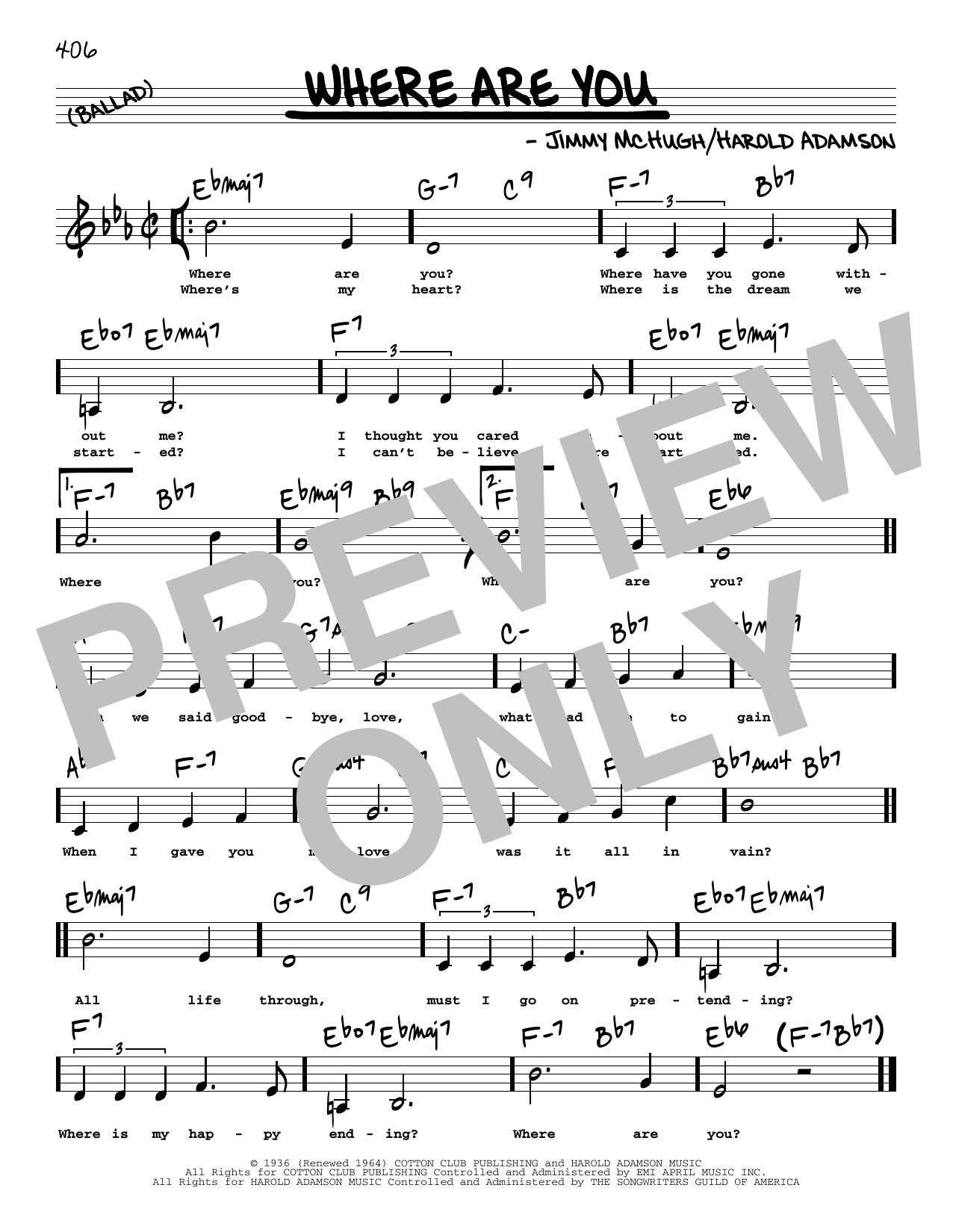 Frank Sinatra Where Are You (Low Voice) Sheet Music