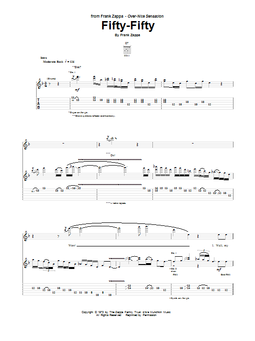 Frank Zappa Fifty-Fifty Sheet Music