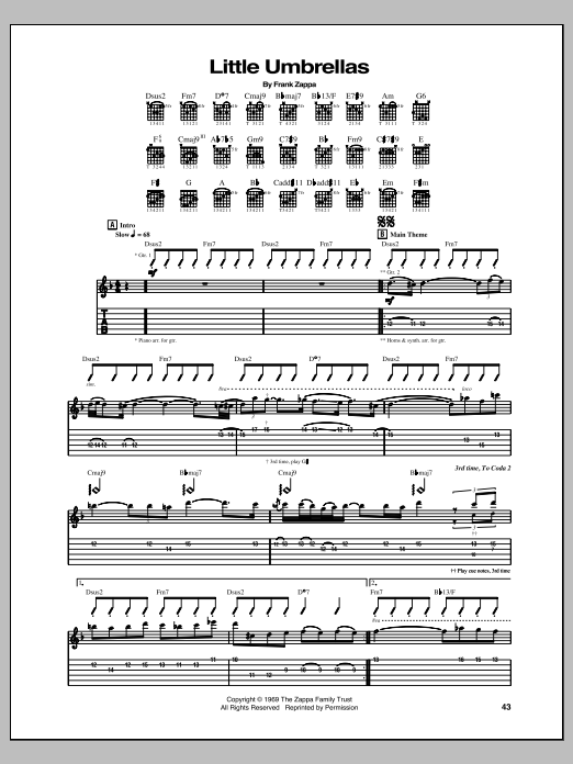 Frank Zappa Little Umbrellas Sheet Music
