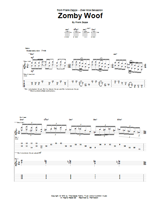 Frank Zappa Zomby Woof Sheet Music