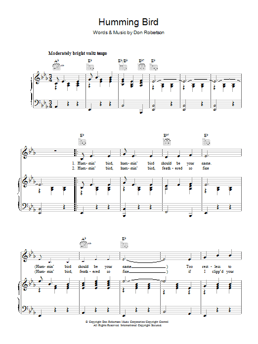 Frankie Laine Humming Bird Sheet Music