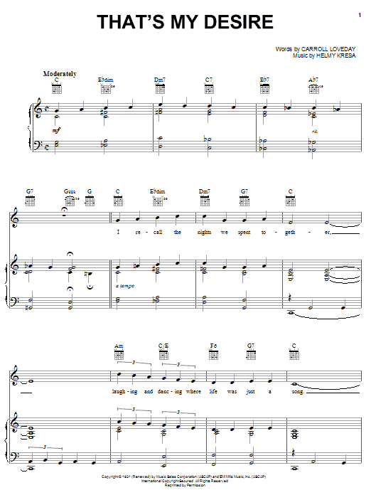 Frankie Laine That's My Desire Sheet Music