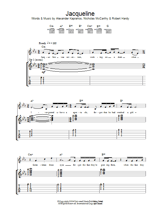Franz Ferdinand Jacqueline Sheet Music