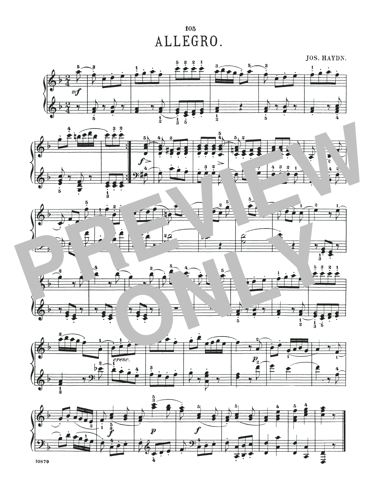 Franz Joseph Haydn Allegro In F Major Sheet Music