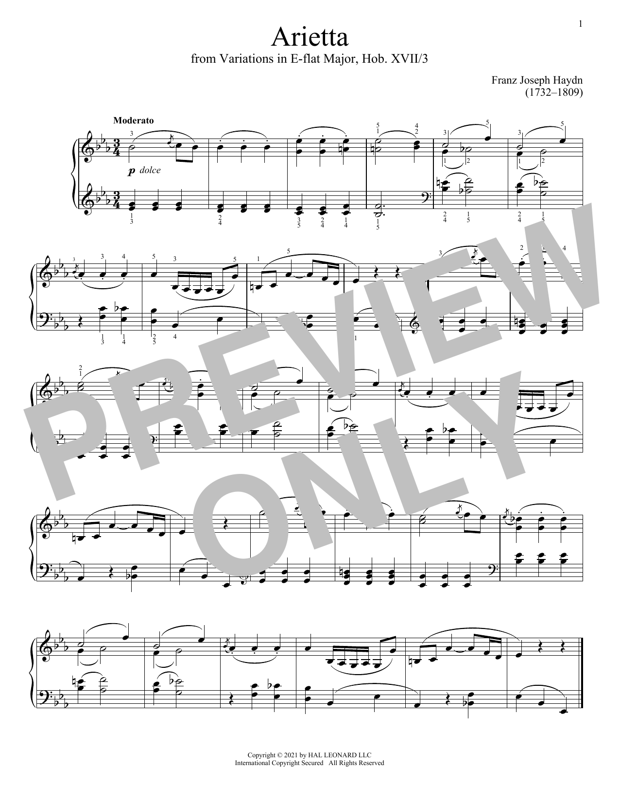 Franz Joseph Haydn Arietta Sheet Music