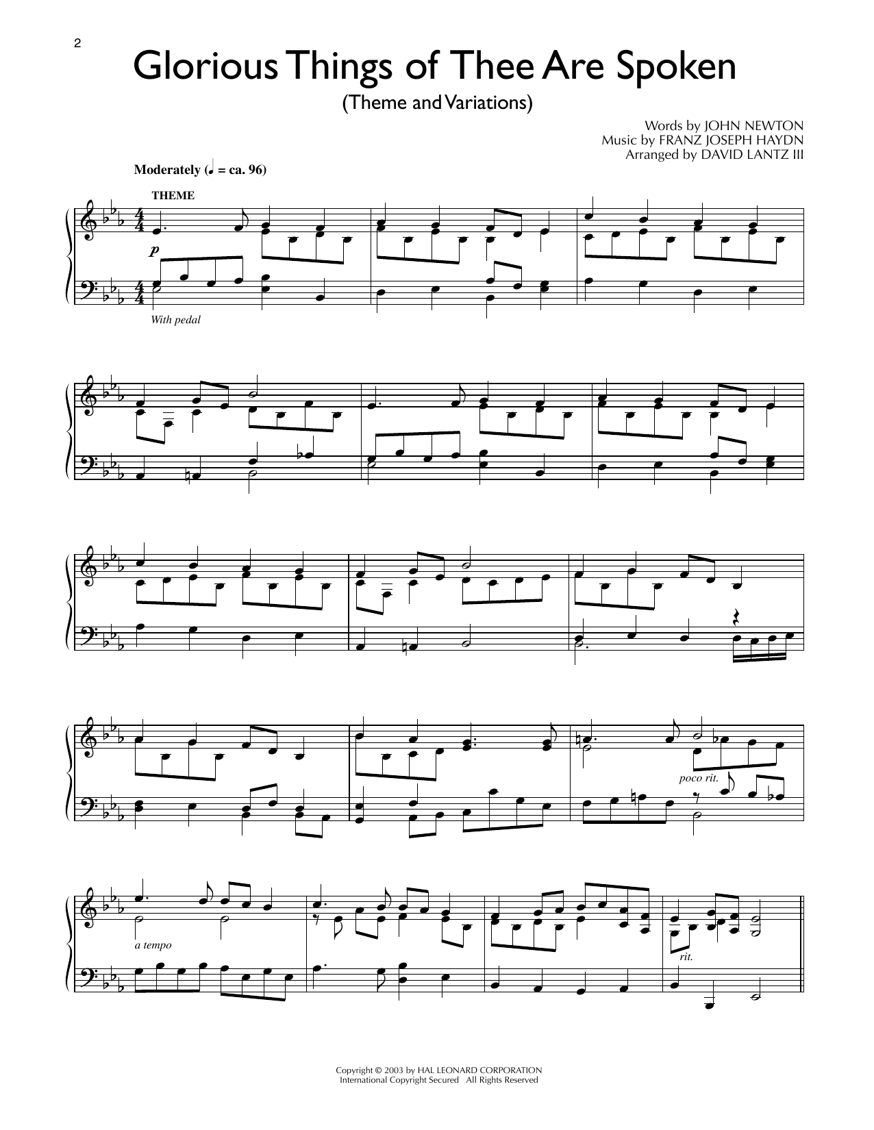 Franz Joseph Haydn Glorious Things Of Thee Are Spoken (arr. David Lantz III) Sheet Music
