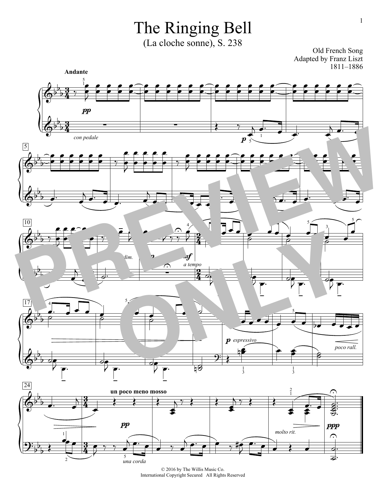 Franz Liszt (adapt.) The Ringing Bell (La cloche sonne), S. 238 Sheet Music