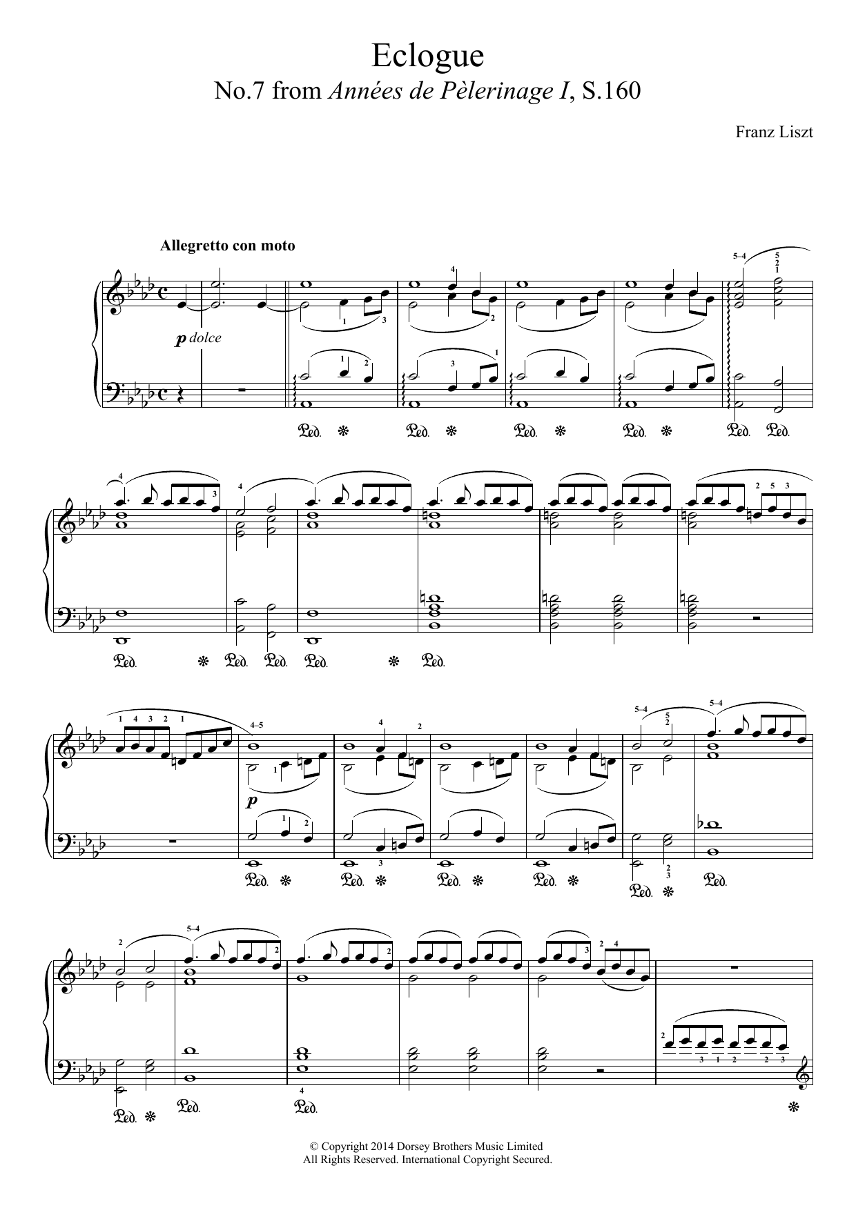 Franz Liszt Annees De Pelerinage, No.7: Eclogue Sheet Music
