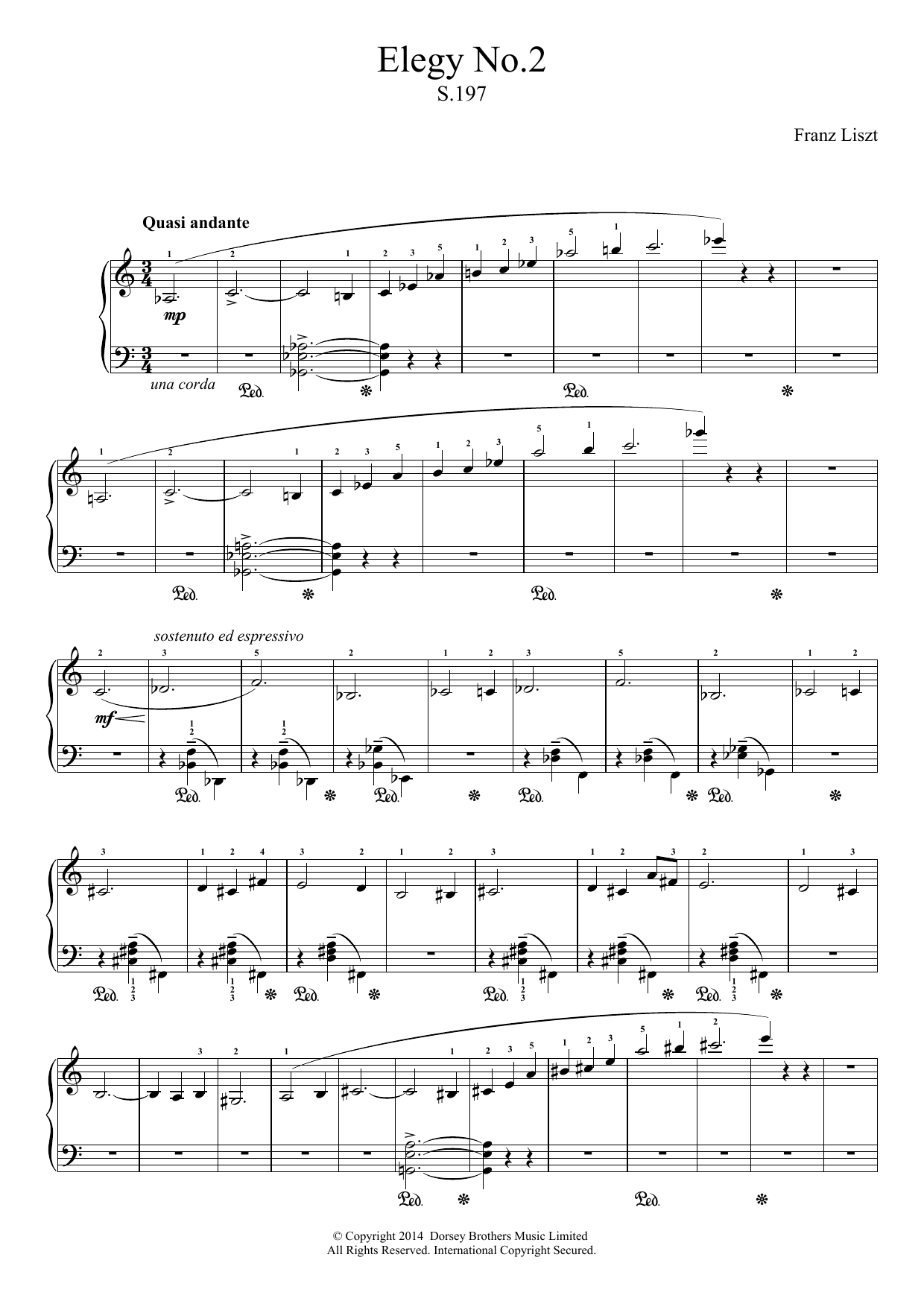 Franz Liszt Elegy No.2 Sheet Music
