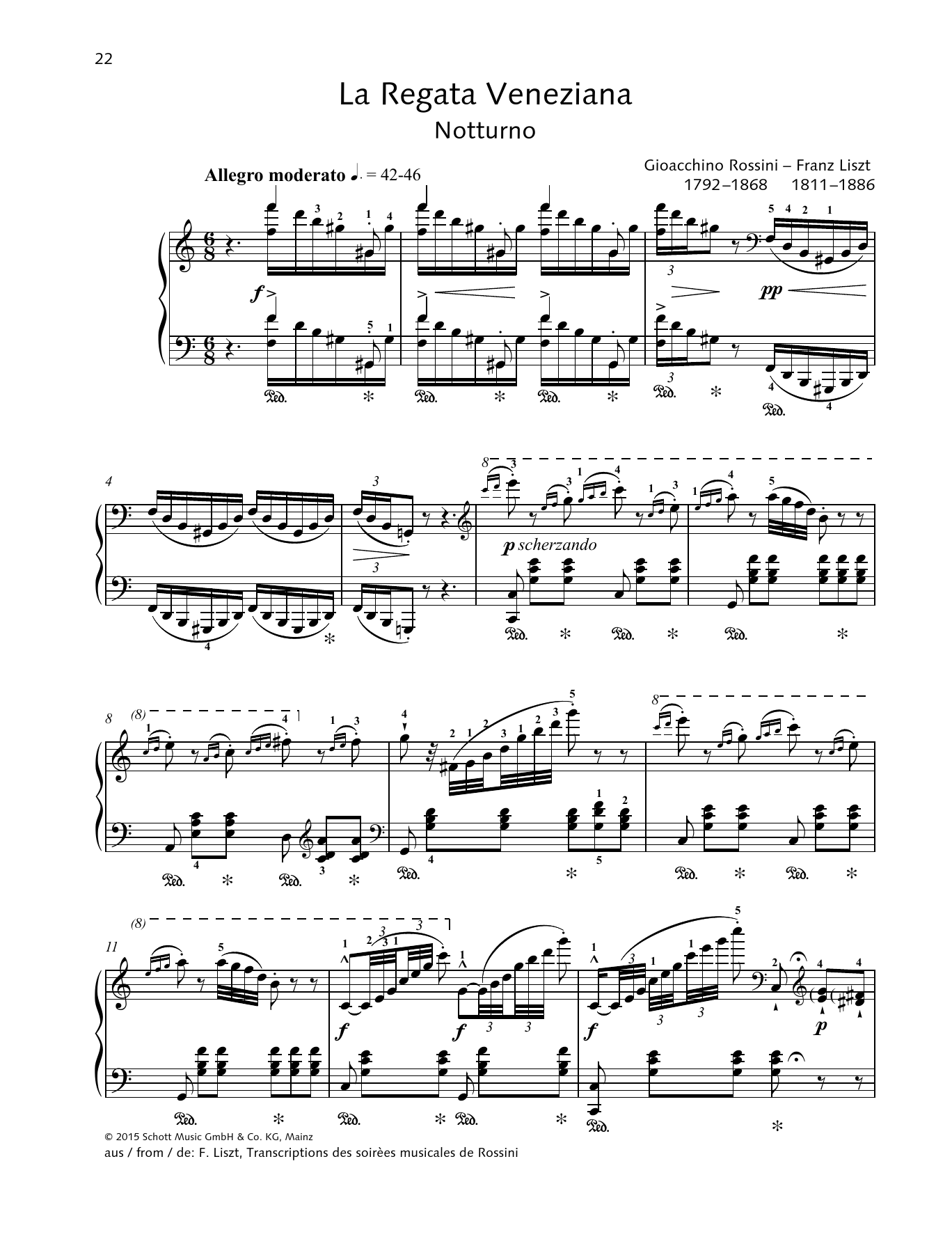 Franz Liszt; Giacchino Rossini La regata veneziana Sheet Music