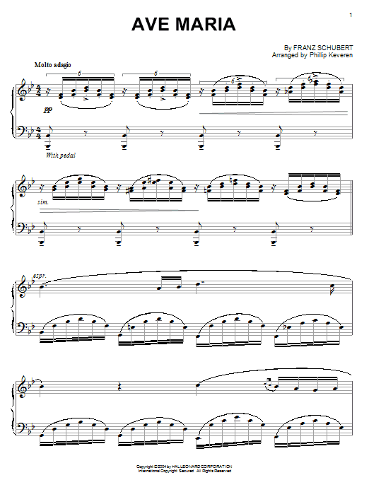 Franz Schubert Ave Maria (arr. Phillip Keveren) Sheet Music
