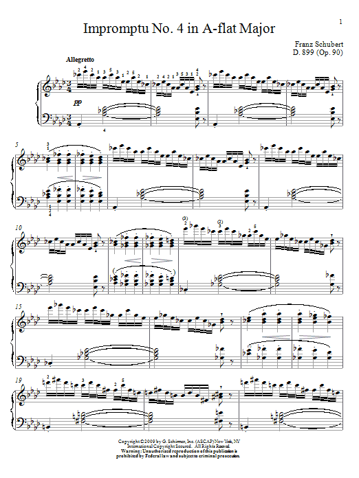 Franz Schubert Impromptu No. 4 In A-Flat Major Sheet Music