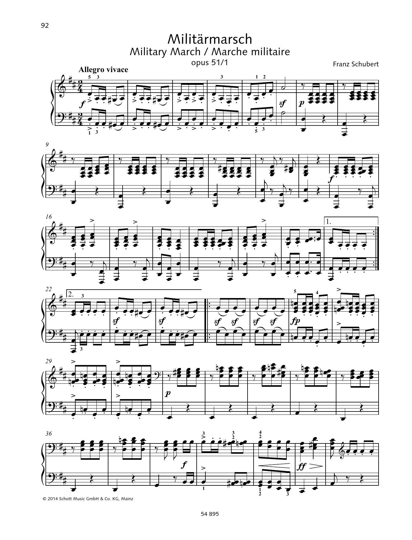 Franz Schubert Military March Sheet Music