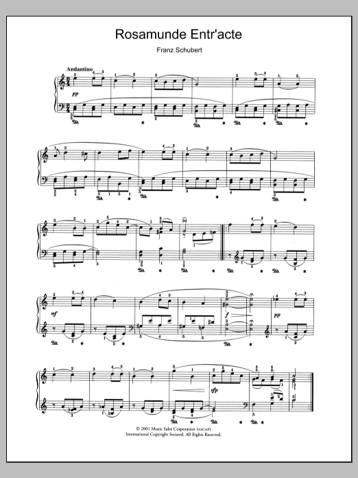 Franz Schubert Rosamunde Entr'acte Sheet Music