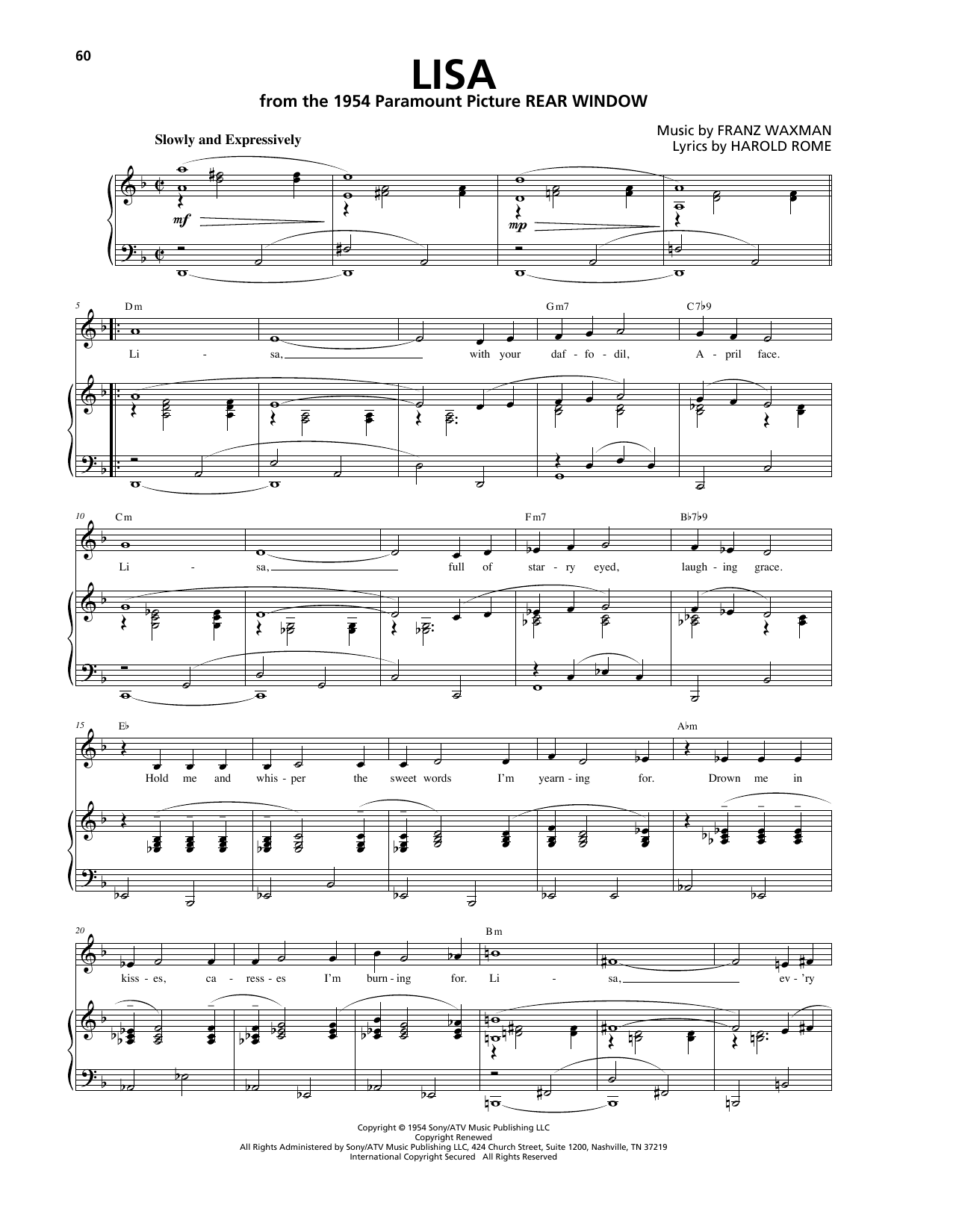 Franz Waxman Lisa Sheet Music