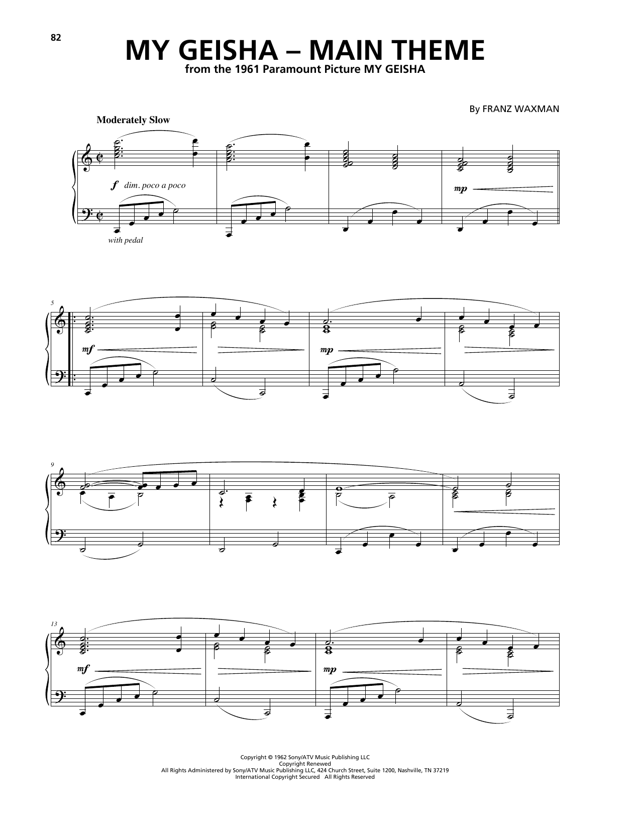 Franz Waxman My Geisha - Main Title Sheet Music