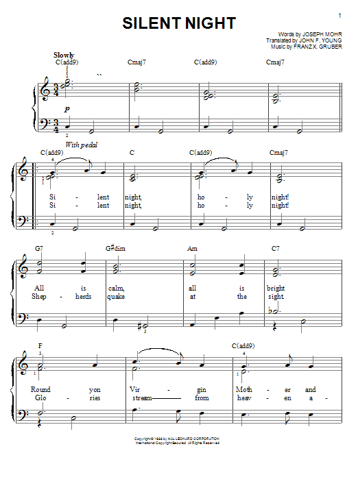 Franz Gruber Silent Night Sheet Music