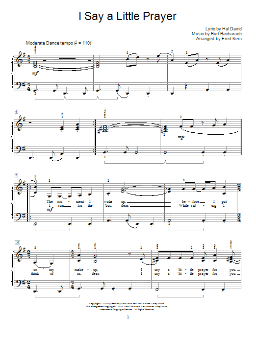 Fred Kern I Say A Little Prayer Sheet Music