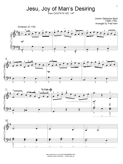 Fred Kern Jesu, Joy Of Man's Desiring Sheet Music