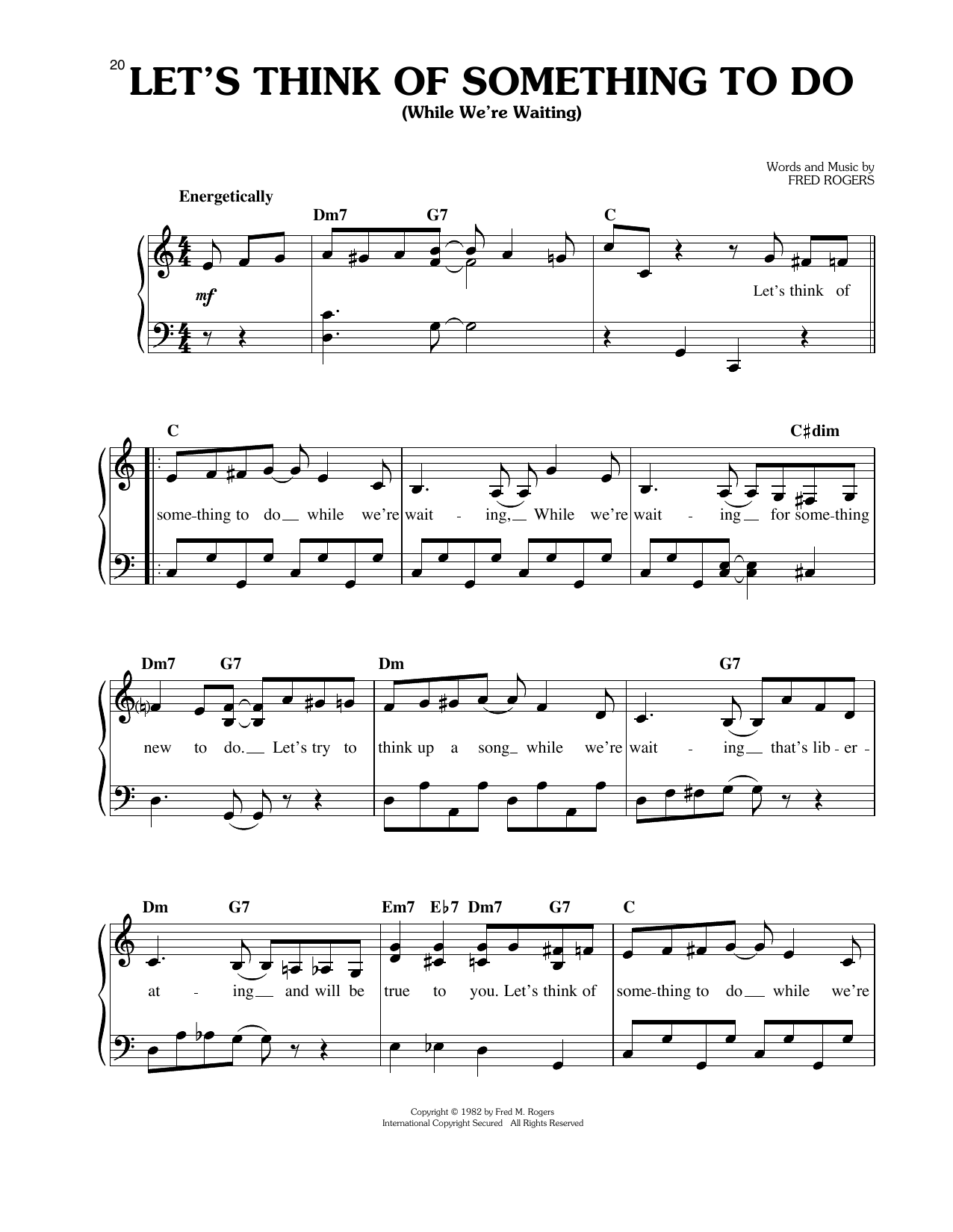 Fred Rogers Let's Think Of Something To Do (While We're Waiting) Sheet Music