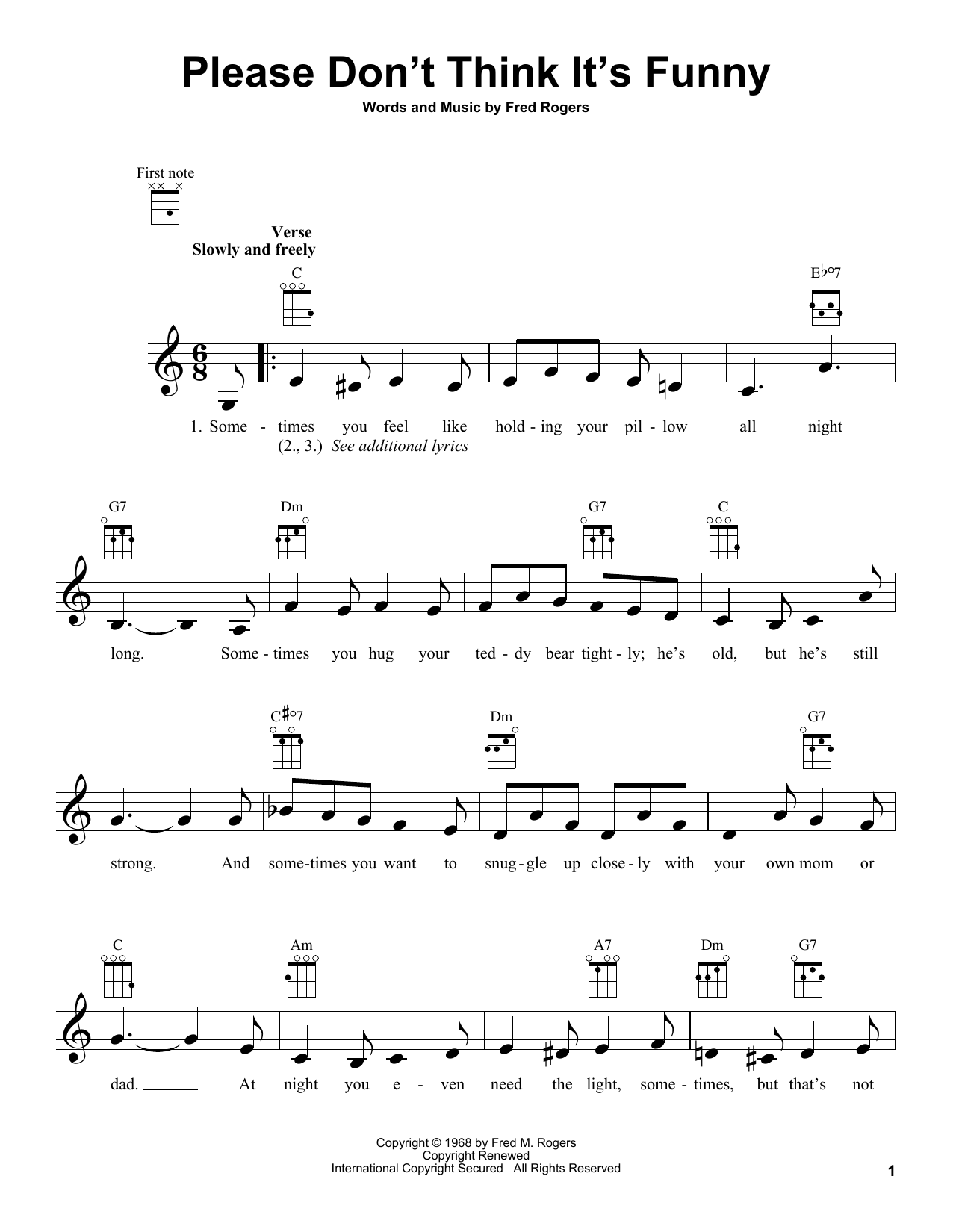 Fred Rogers Please Don't Think It's Funny (from Mister Rogers' Neighborhood) Sheet Music