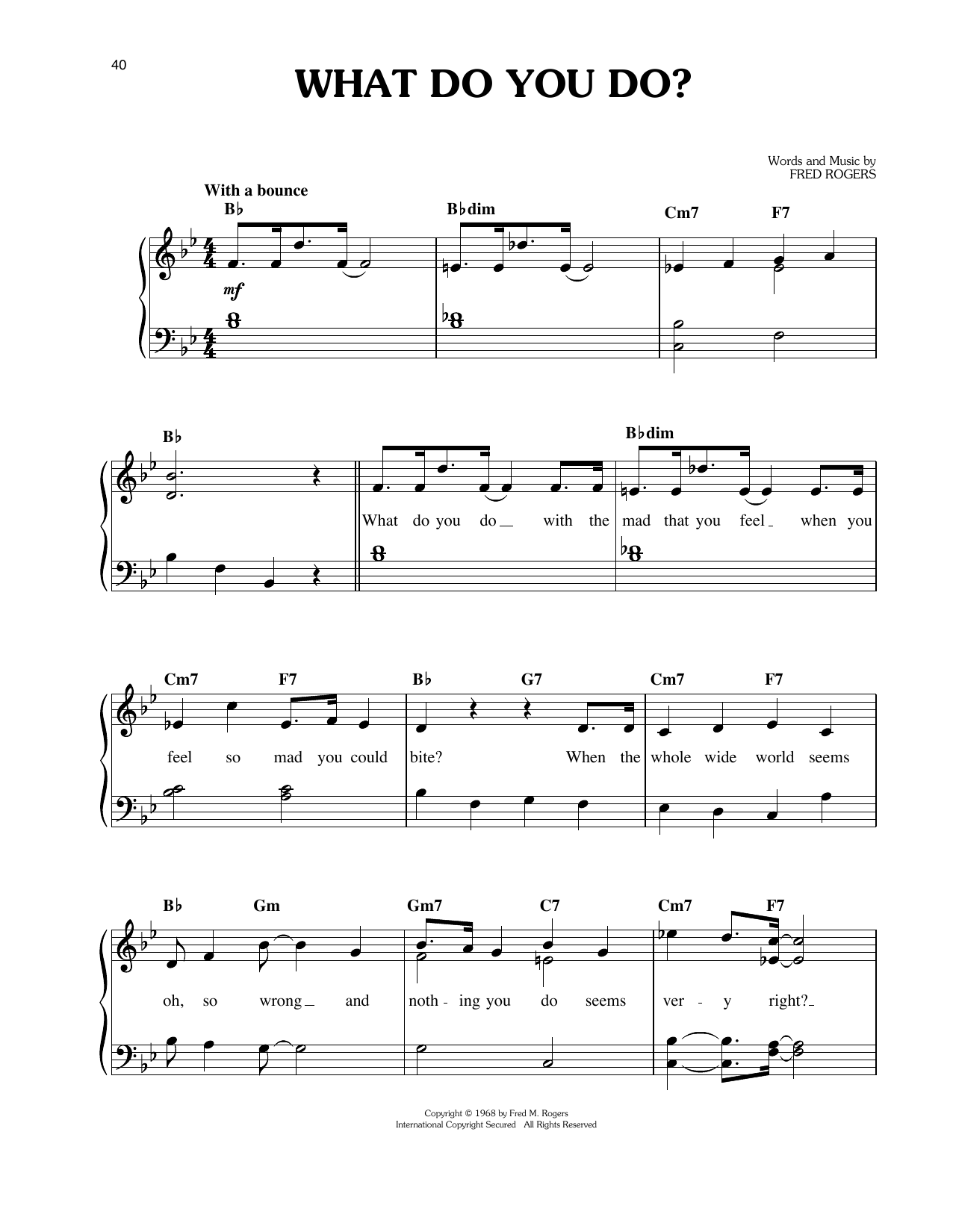 Fred Rogers What Do You Do? Sheet Music