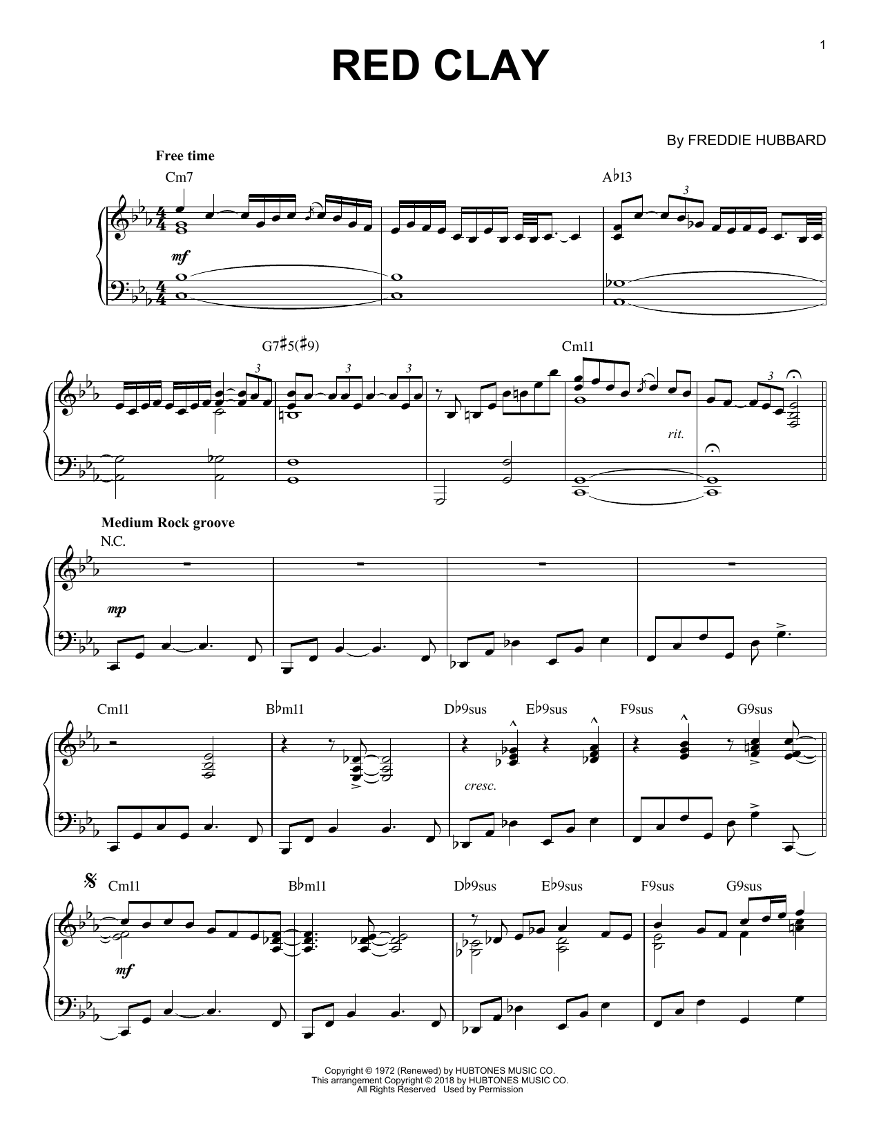 Freddie Hubbard Red Clay Sheet Music