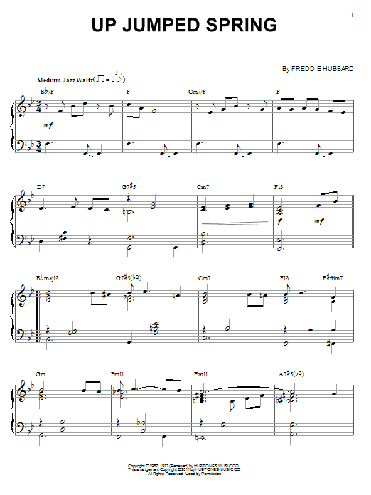 Freddie Hubbard Up Jumped Spring (arr. Brent Edstrom) Sheet Music
