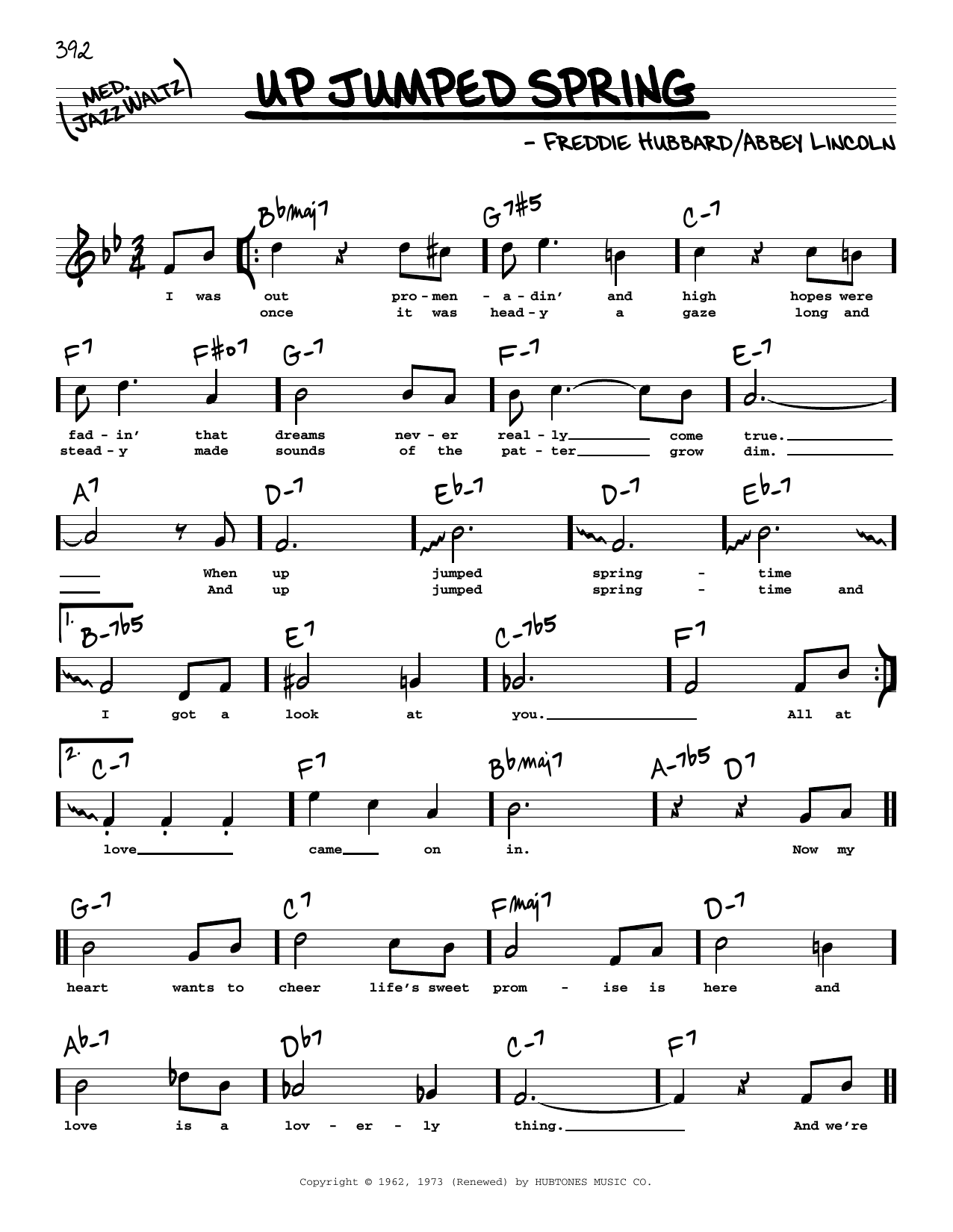 Freddie Hubbard Up Jumped Spring (High Voice) Sheet Music